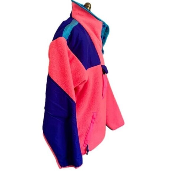 Vintage Nike ACG Neon Pink / Blue Devil's Tower Fleece Ski Jacket - M 🇺🇸 - Picture 10 of 14